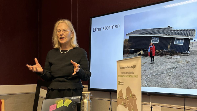 Rīgas plānošanas reģiona remigrācijas koordinatore Daina Šulca tikšanās laikā ar Dānijas diasporu 21.martā Vejlē, Dānijā. 