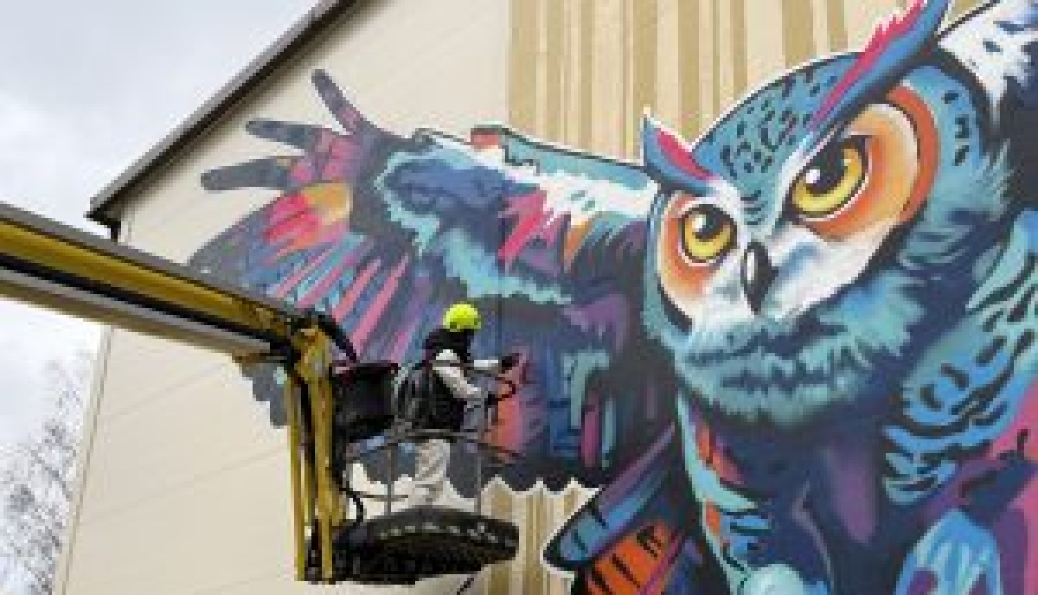 Latgales plānošanas reģions un Augšdaugavas novads īsteno lielformāta murāli uz Lāču pamatskolas ēkas