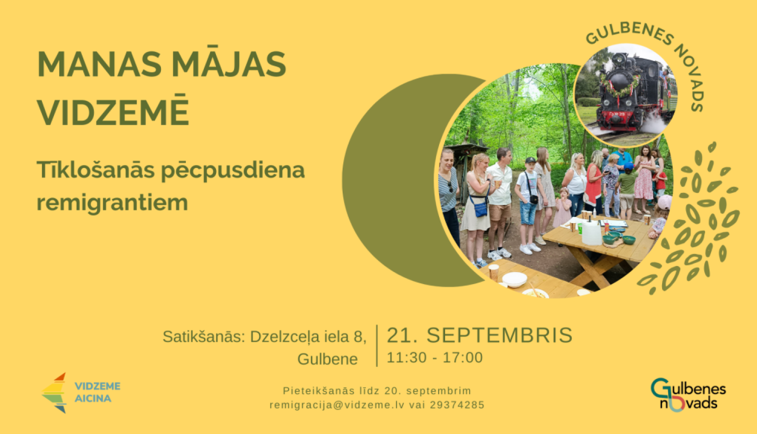 Aicinājums piedalīties tīklošanās pēcpusdienā remigrantiem “Manas mājas Vidzemē” Gulbenes novadā 21. septembrī.
