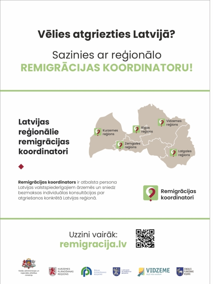 Informatīvā skrejlapa lejuplādei par Remigrācijas koordinatoru tīklu Latvijā otrā daļa